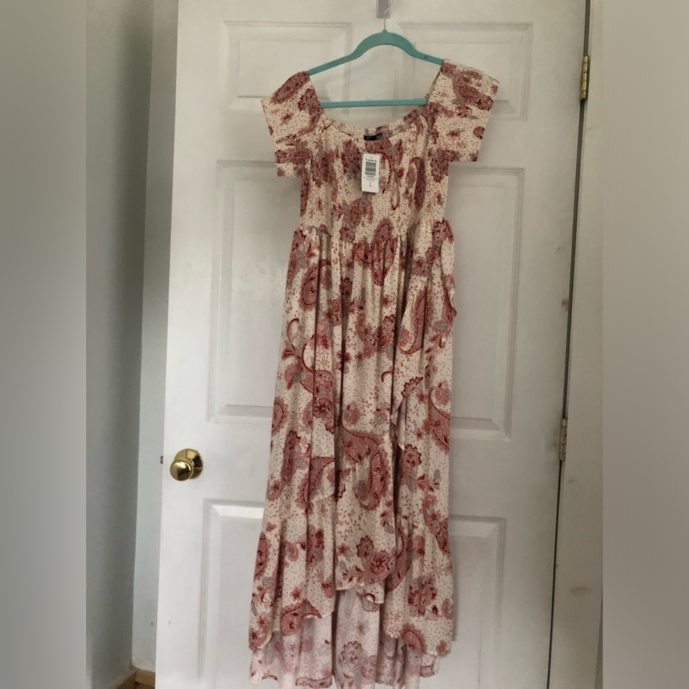 torrid Cream and Rust Red Floral Maxi Dress